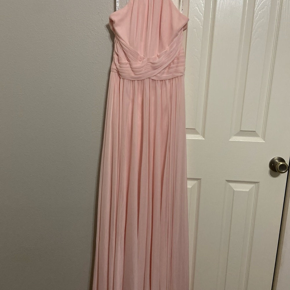David’s Bridal Elegant Pink High Neck Dress With Full Skirt  Prom/wedding season